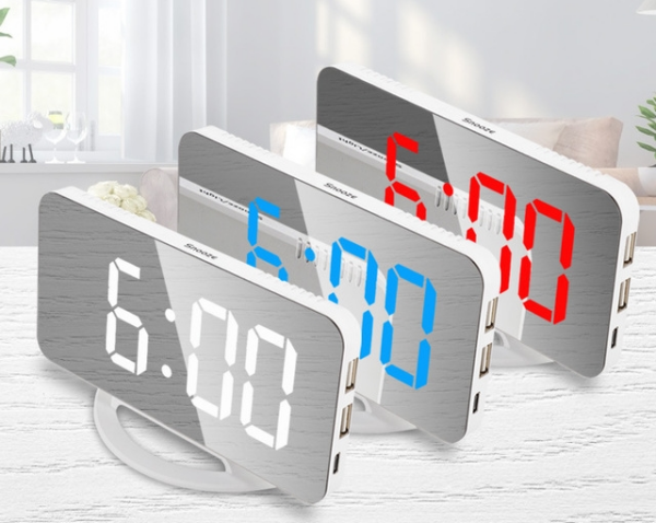 12c183d774ebecb3acbc4e53666fe3f8.png Creative Multifunctional Mirror Clock LED Makeup Mirror Digital Alarm Clock Simple Desktop Automatic Photosensitive Electronic Desk Clock