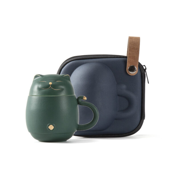 Lucky Cat Portable Tea Set Travel Set Travel Single Person Carry A Pot And A Cup Of Fast Customer Cup Mid-Autumn Festival Gifts